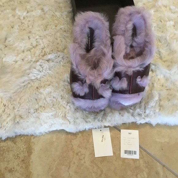 Anya Hindmarch leather and fur sandals size4111 US (11/12) New